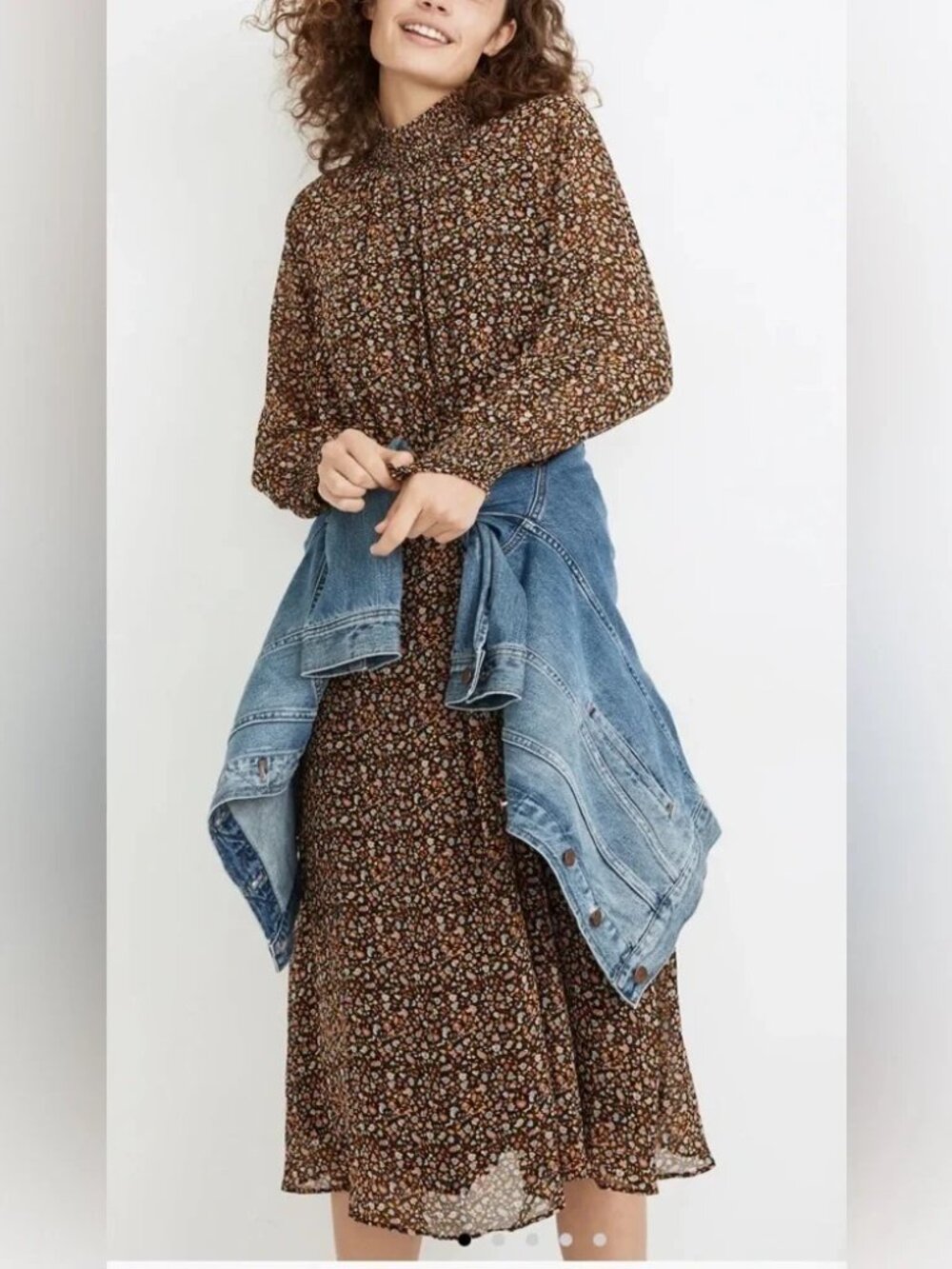 MADEWELL (Re)sourced Georgette Smocked-Neck Midi Dress in Folktale Paisley - Picture 2 of 9